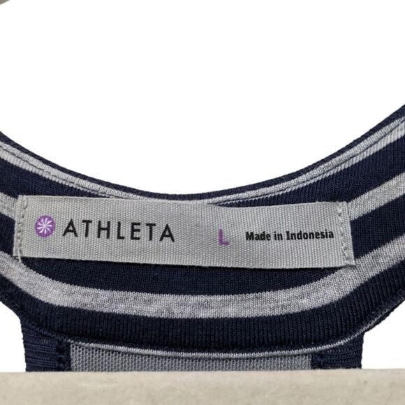 NWT ATHLETA Striped Ruched Racerback Tank Dress L - Picture 3 of 7